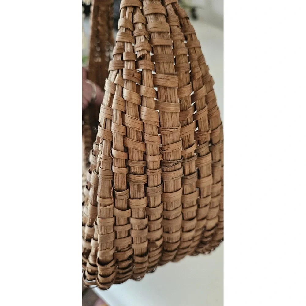 Antique French Style Harvest Basket Woven Round Handle